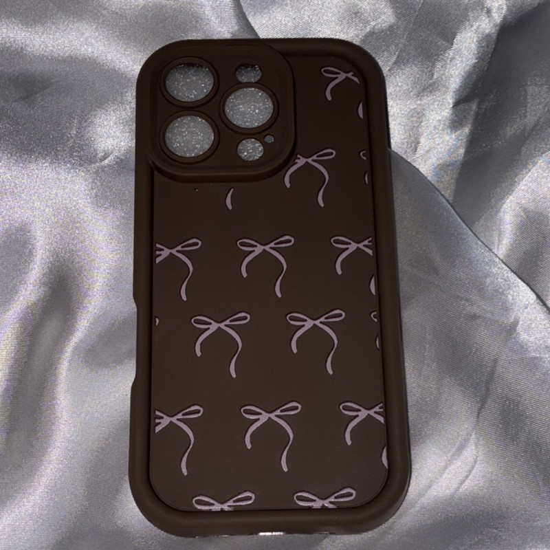Brown Pink Bow Patterned Design Fitted Case Protective Skin for Apple iPhone