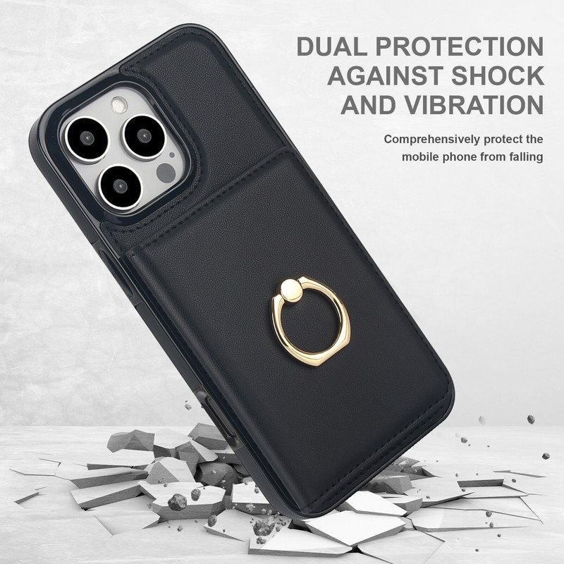 Wallet Case for iPhone 16 15 14 13 12 11 Pro Max SE 2022 XR with Rotation Ring gallery