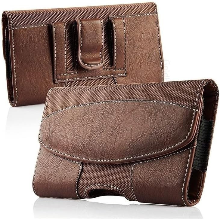 For Apple Plus Phones, iPhone 17, 16, 15, 14 Plus, 17 Air Brown Leather Pouch