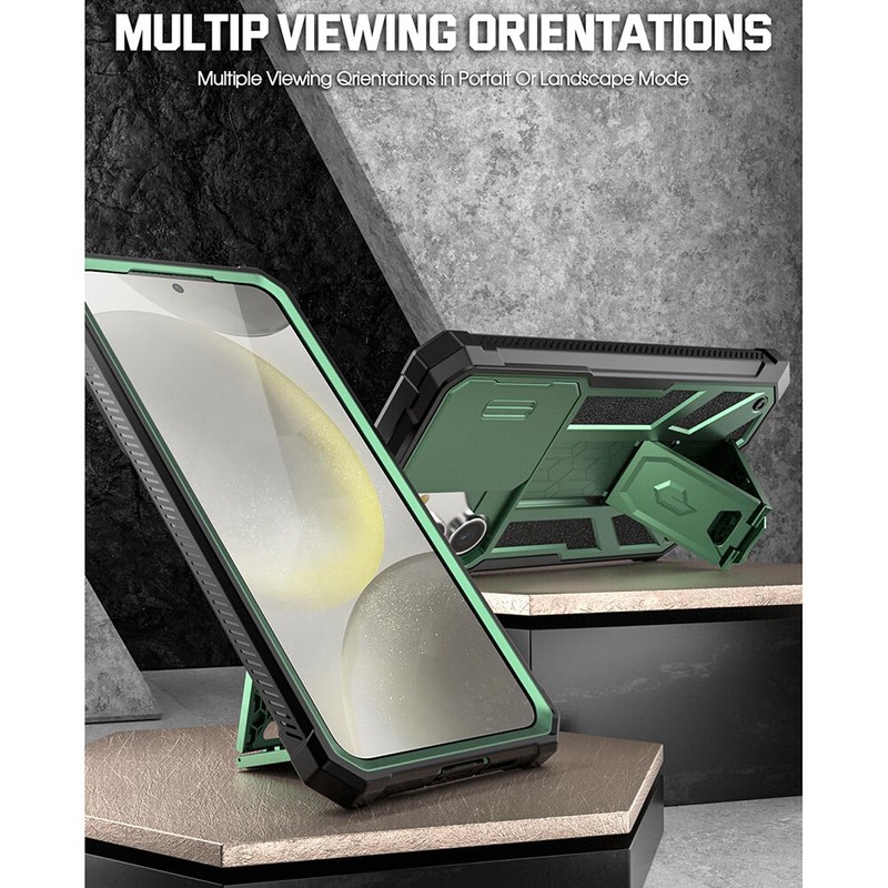 For Galaxy S24 Plus Case with Screen Protector, Rugged Cover w/Stand Green