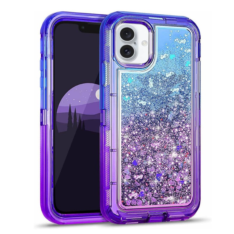 For iPhone 16 Plus Case 6.7″ Liquid Quicksand Defender Shockproof Cover +Screen