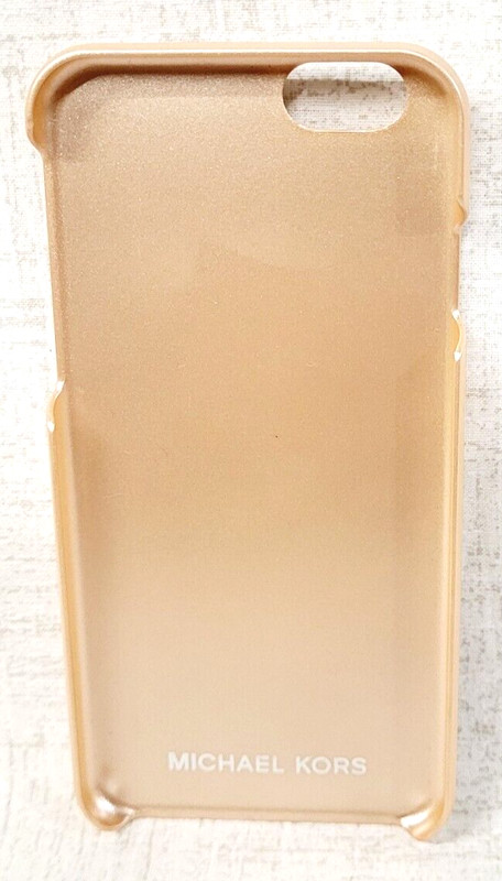 Michael Kors iPhone Hard Cover Plastic Peach Shimmer With Jewels Silver MK Logo gallery