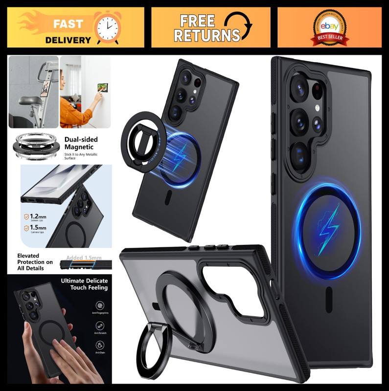Samsung Galaxy S24 Ultra Case – Magnetic Ring Holder, Military-Grade Protection,