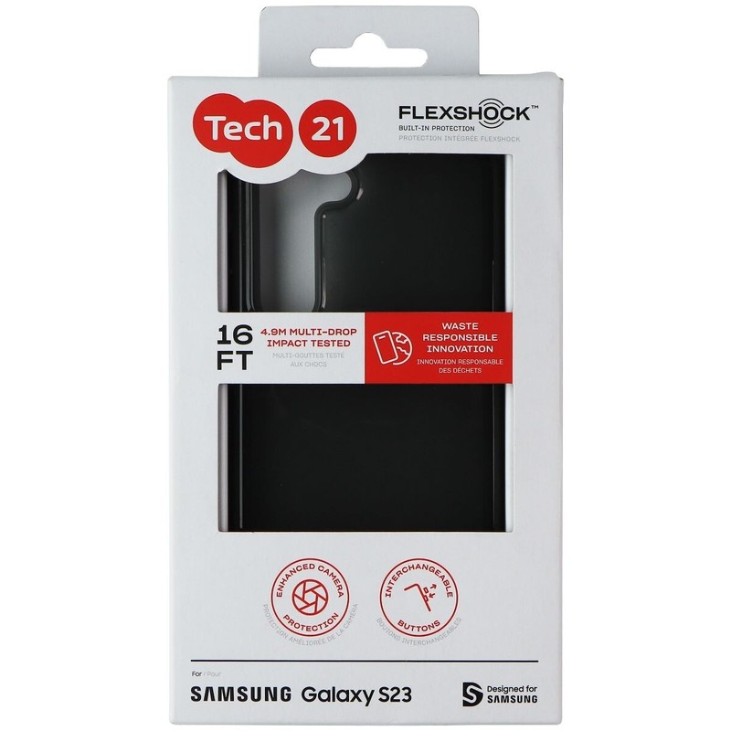 Tech21 Evo Check Flexible Gel Case for Samsung Galaxy S23 – Smoke/Black