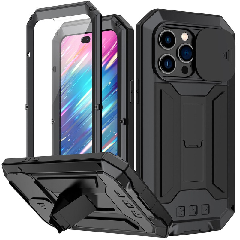 For iPhone 16e 15 14 Pro Max Aluminum Gorilla Glass Metal Shockproof Case Cover