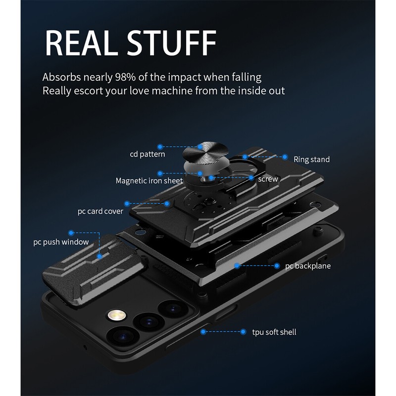 Card Ring Stand Slide Camera Shockproof Case For Samsung Galaxy S24Ultra S23 S20 gallery