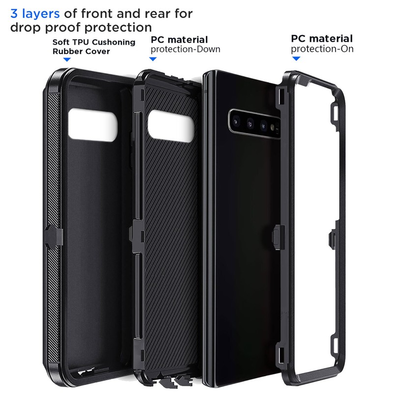 Black For Samsung Galaxy S10/S10 Plus/S10e Case Heavy Duty Rugged Hybrid Cover gallery