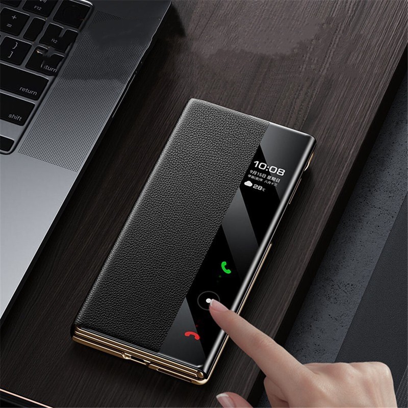 Genuine Cowhide Leather Flip Case For Huawei Mate XT Window View Business Cover gallery