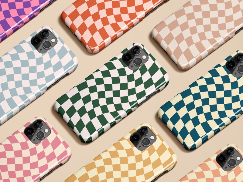 Retro Checkered Phone Case for iPhone 16 15 14 13 Magsafe Galaxy S24 S23 Pixel 9