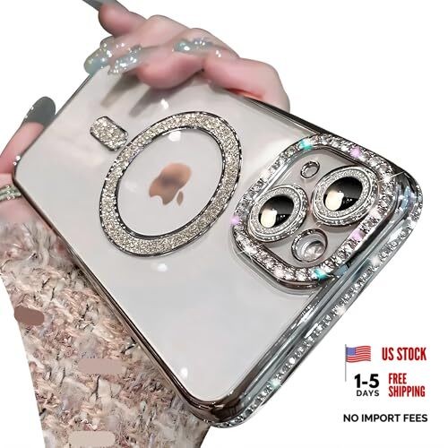 Magnetic Glitter Diamond for Case[Compatible with MagSafe] iPhone 13 Silver