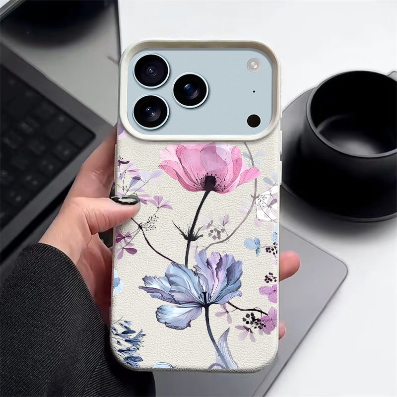 Flower Leather Texture Soft TPU Case For iPhone 17 Pro Max 17e 16 15 14 13 Cover gallery