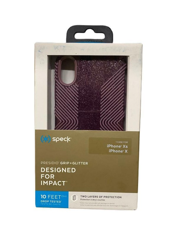 Speck Presidio Grip + Glitter Case For iPhone X iPhone XS (5.8-inch) Purple New