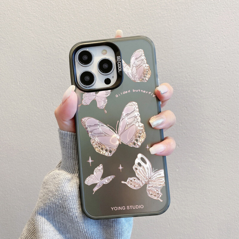 For iPhone 15 14 Pro Max 13 12 11 XR Laser ShockProof Butterfly Phone Case Cover