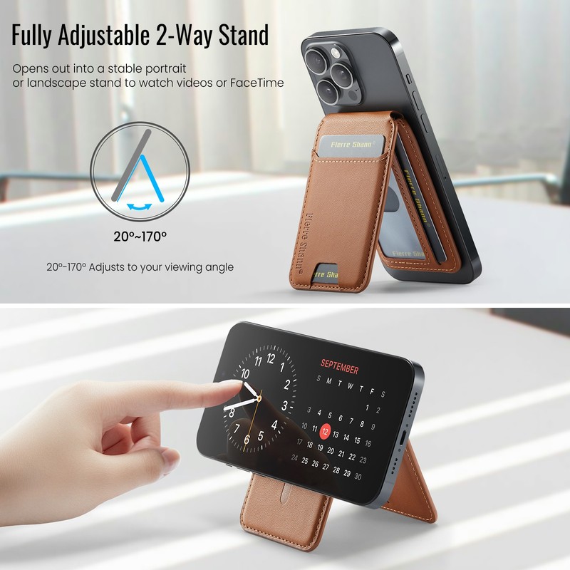 Universal Magnetic Phone Wallet, Stick-On RFID Block Card Holder Kickstand Pouch gallery