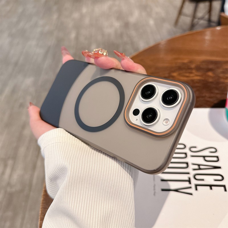 Fashion Matte Frosted Splicing Mag-Safe Case For iPhone 16 Pro Max 15 14 13 12