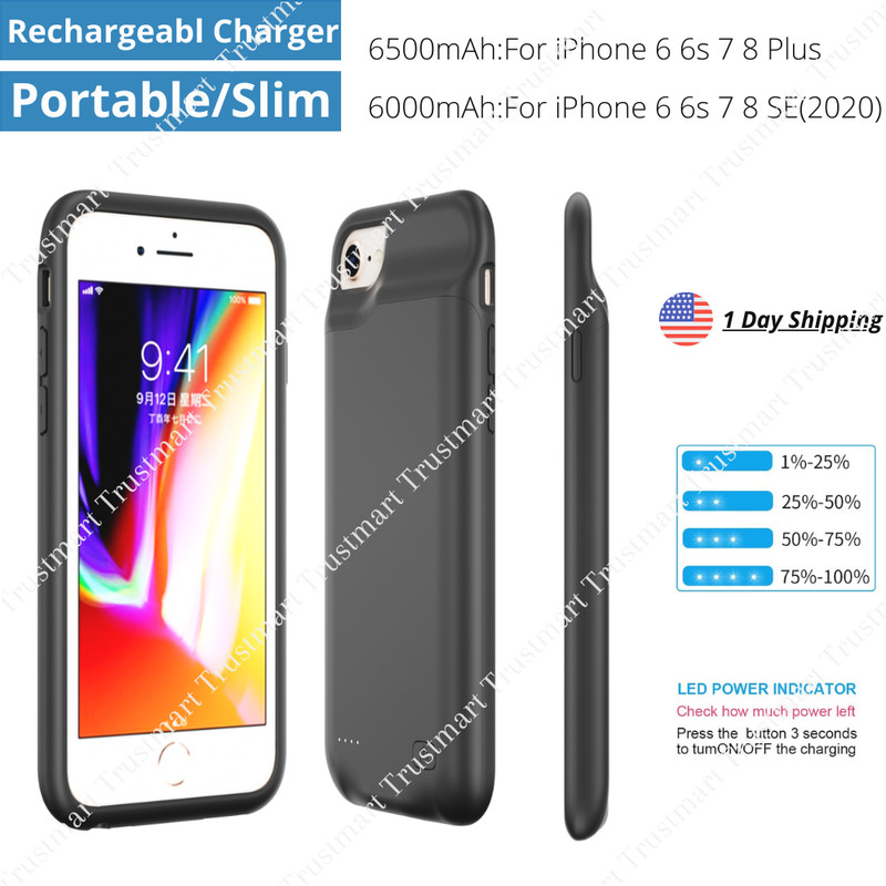 Rechargeable Battery Charger Power Bank Charging Case For iPhone 6s 7 8 Plus SE2