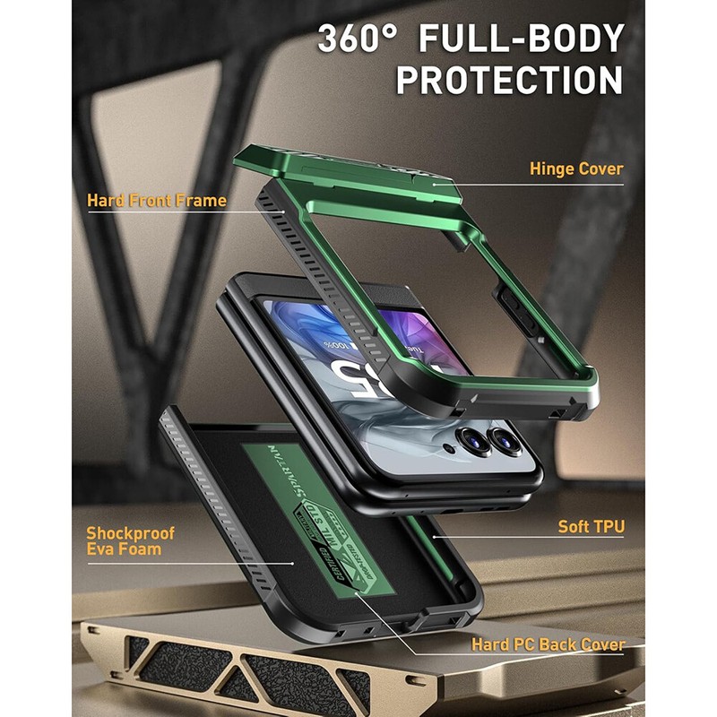 For Motorola Moto Razr 2024 Case Poetic with Kickstand Shockproof Cover Green gallery