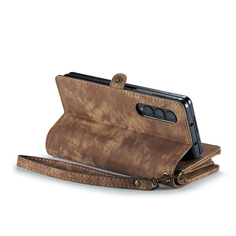 CaseMe Retro PU Leather Zipper Wallet Case Cover Lanyard fr Samsung Z Fold 5 6 7 gallery