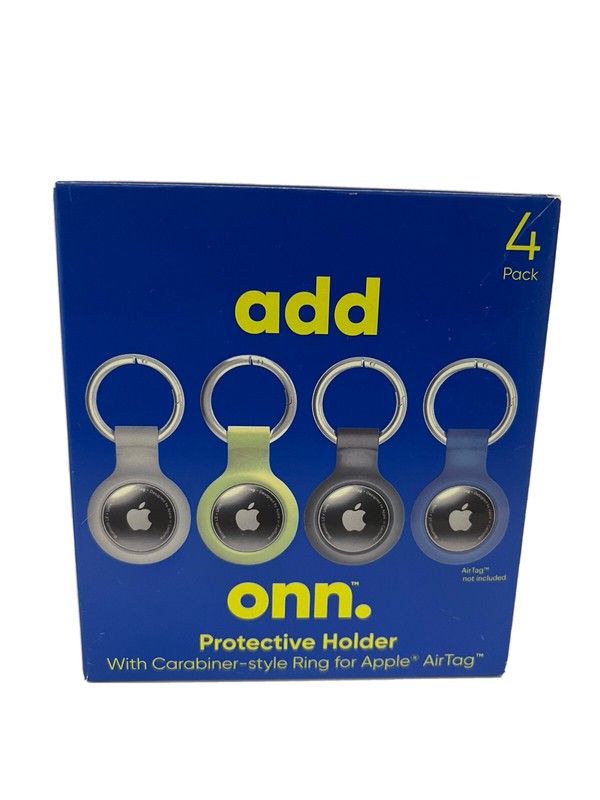Onn Protective Holder With Carabiner Style Ring For Apple AirTag 4 Pack