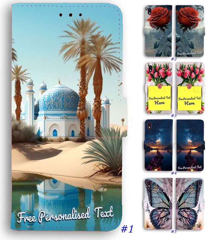 Personalised Text Wallet Phone Cover For Samsung A8 12 20 22 30 51 52s J8 J5 Pro