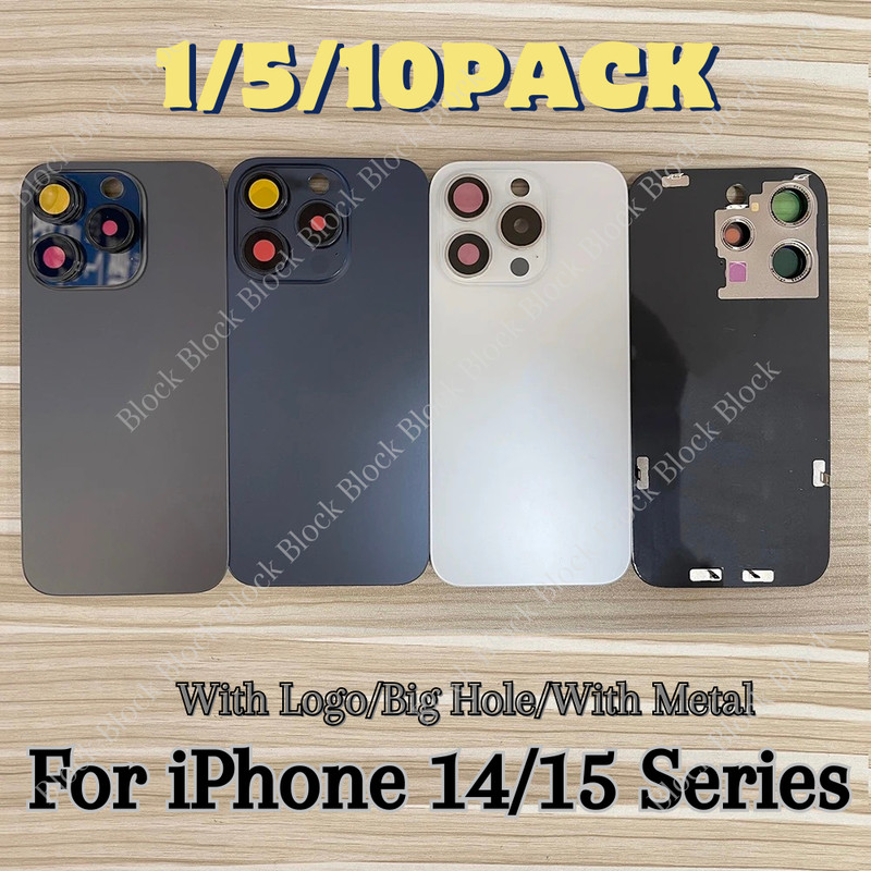 For iPhone 14/15 Pro Max Plus Back Glass Replacement Big Cam Hole Rear Cover Lot