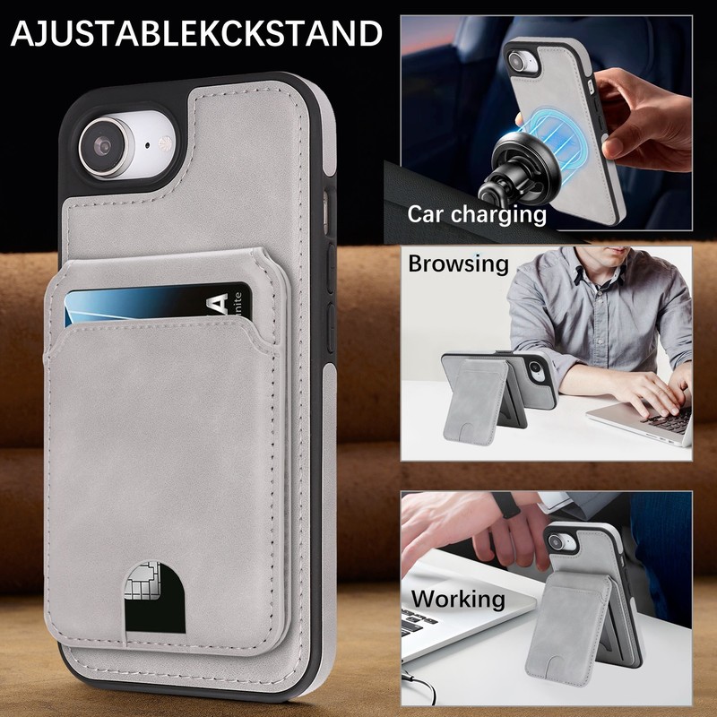 Magnetic Wallet Case For iPhone 16 Pro Max 16e 15 14 Leather Card Holder Cover gallery