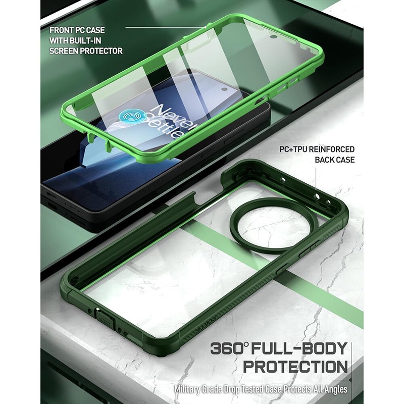 For OnePlus 13R 5G Case 2 Front Frame Built-in Screen Shockproof Cover Green gallery
