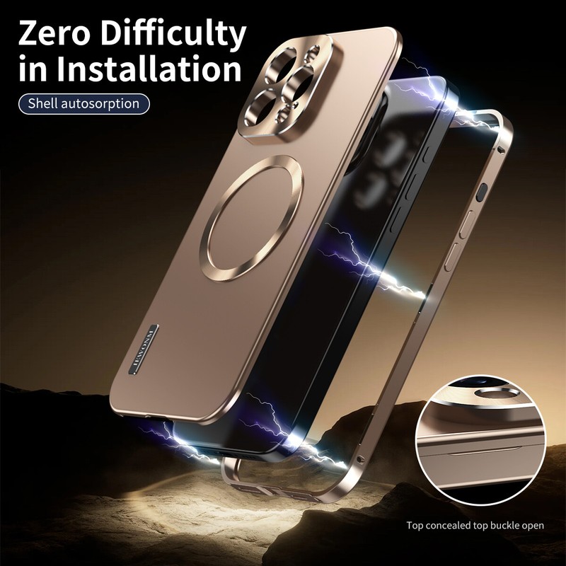 Magnetic Metal Frame Matte Case Slim Shockproof Cover Fr iPhone 16/15/14 Pro Max gallery