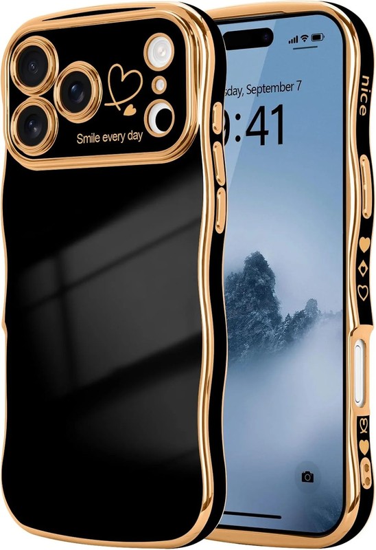 LCHULLE for iPhone 17 Pro Max Case for Women Girls, Cute Wave Frame Curly Shape