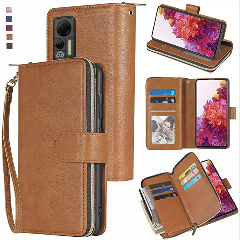 For Ulefone Note 14 Wallet Case 9 Card Zipper Slots Kickstand Flip Leather Case gallery