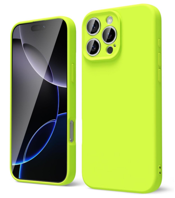 For iPhone 16 Pro Max Neon Green Case Soft Silicone Gel Flexible TPU Phone Cover