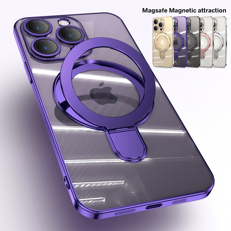 For iPhone 15 14 13 12 Pro Max Magnetic Case with MagSafe Stand Camera Protector gallery