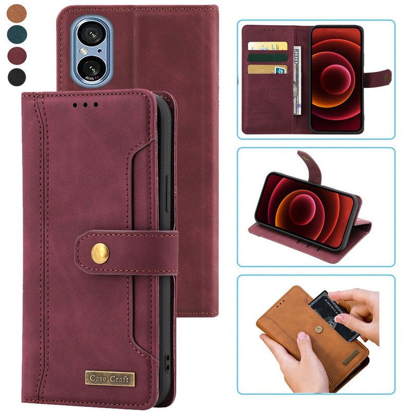For Sony Xperia 5 V Notebook Style Card Case,Leather Magnetic Flip Phone Case gallery
