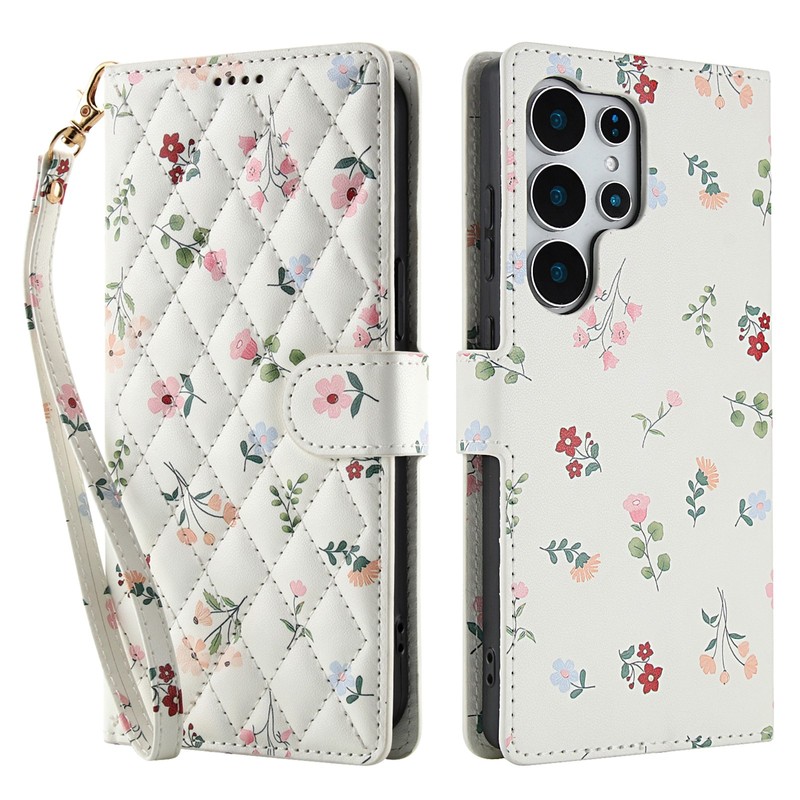 Magnetic Closure Flower Pattern Flip Cover For Samsung Galaxy S25 Ultra S24 S23