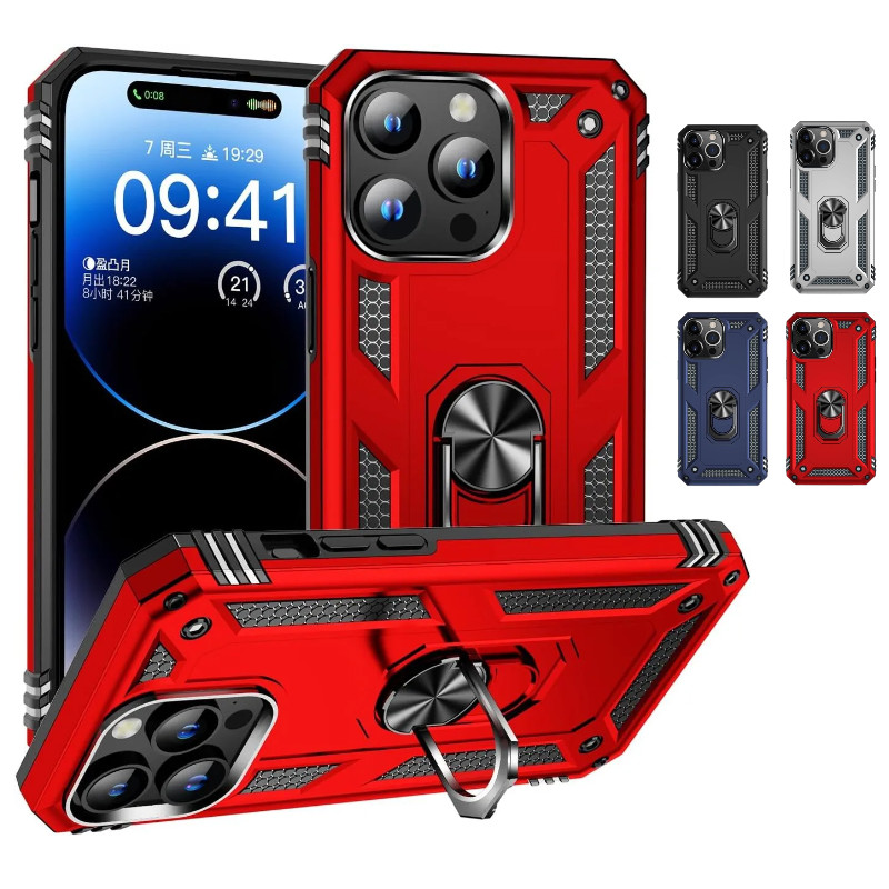 For iPhone 15 14 13 Pro Max Plus Ring Stand Case shockproof Cover Kickstand