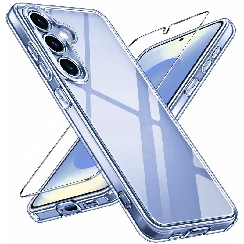 For Samsung Galaxy A37 5G Case Slim Clear Shockproof Phone Cover +Tempered Glass