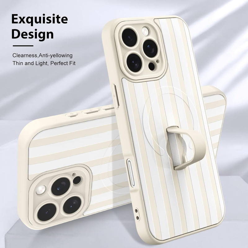 Compatible with Iphone 16 Pro Max Case, Support for Magsafe, Silicone Stripes Cu gallery