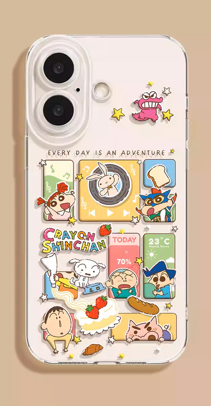 Cute Shin Style Cartoon Phone Case for iPhone 17 Kawaii Soft Silicone Aesthetic
