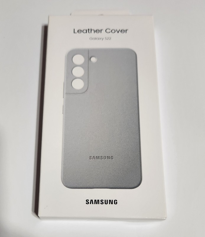 NEW Original Light Gray Samsung Leather Cover for Galaxy S22 – EF-VS901 – SEALED