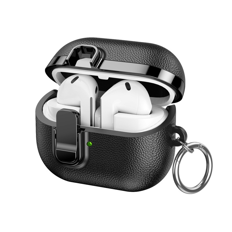 Plated Leather Texture Earphone Case For Galaxy Buds 3/3 Pro/3 FE with Carabiner