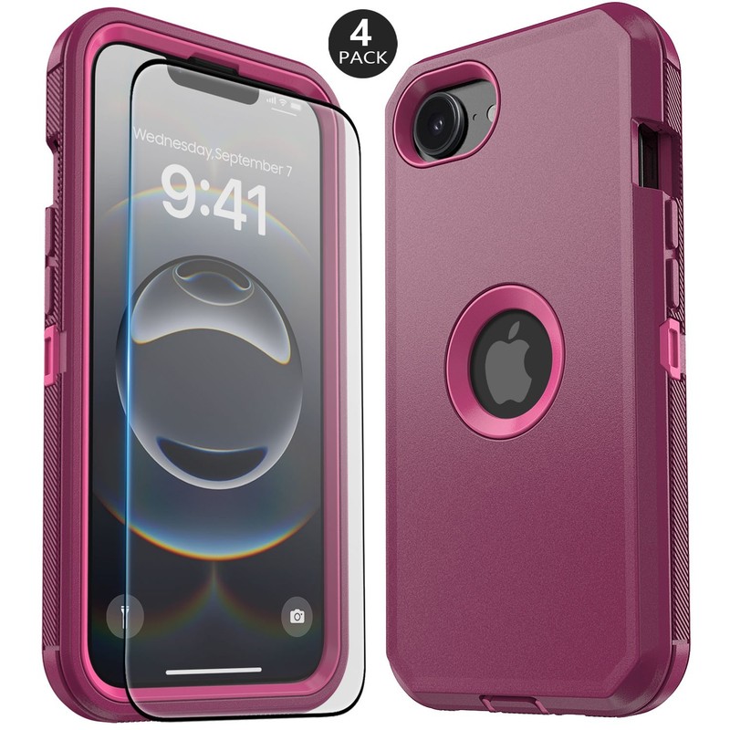 For iPhone 17e 5G Rugged Case Hybrid Phone Cover 3in1 Layers / Screen Protector gallery