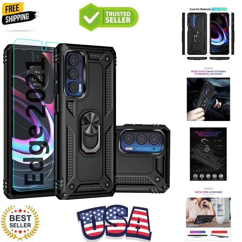 for Moto Edge 2021 Case, with Screen Protector,[Military Grade] 16ft. Drop Te…