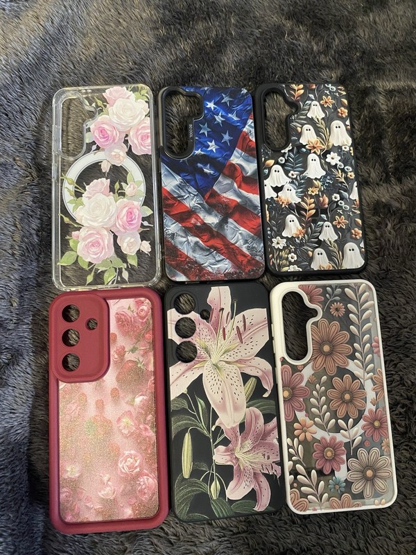 6 Patterned Glossy Multicolor Back Case Lot Floral Patriotic Ghost forSamsungS24
