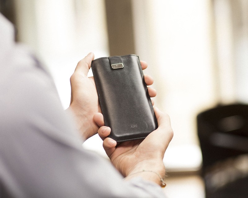 Black Italian Leather Case for Google Pixel, Free Personalization, Magnetic Flap