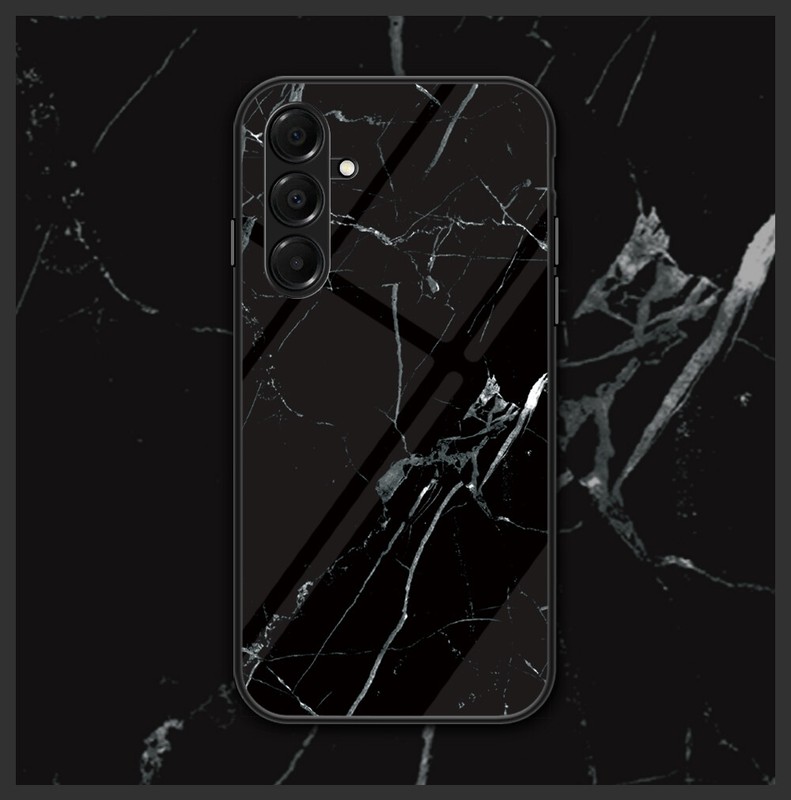 Hybrid Armor Marble Back Glass Soft Bumper Case Cover For Samsung Galaxy A17