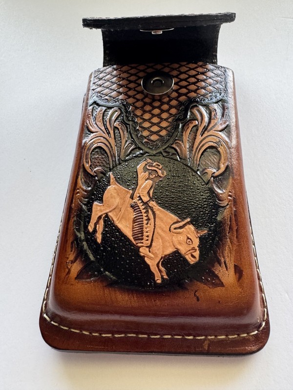 WESTERN LEATHER PHONE CASE, COWBOY RODEO BULL RIDER PHONE CASE, FUNDA VAQUERA gallery