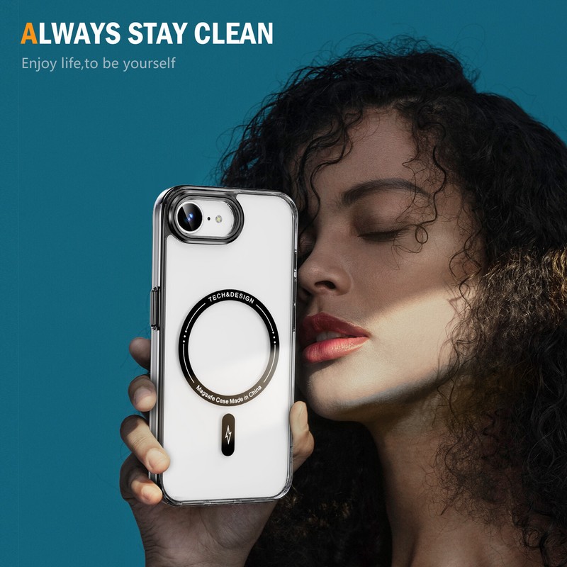 For iPhone 16e Shockproof Plating TPU+PC Clear Case Mag Safe Cover w/ Screen gallery