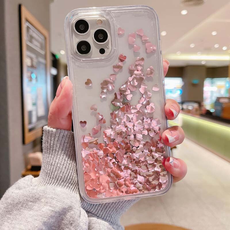 For iPhone 15 Plus 14 13 Pro Shockproof Back Case Liquid Luxury Glitter Cover gallery