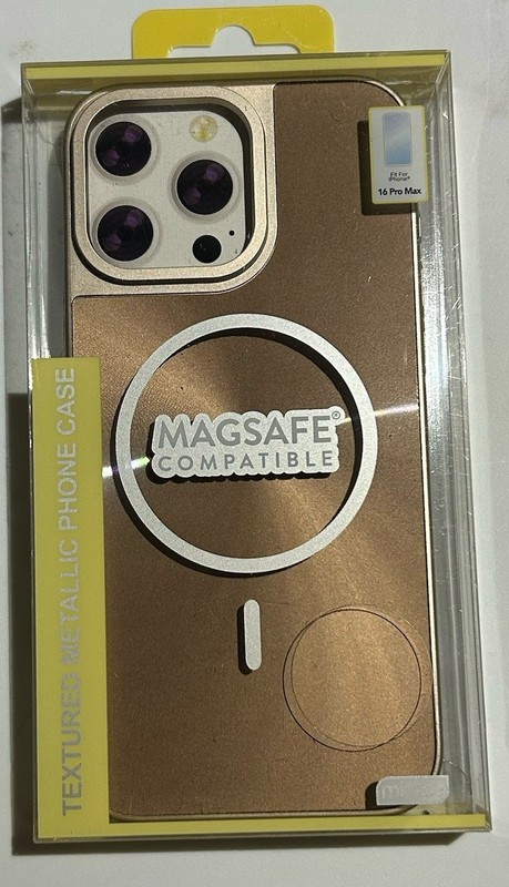 micase MagSafe Compatible Textured Metallic Brwn Slim Case iPhone 16 Pro Max