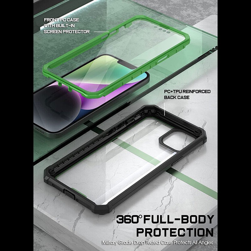 Poetic Guardian Case Compatible with iPhone 14 6.1 Inch Clear Cover Case Green gallery